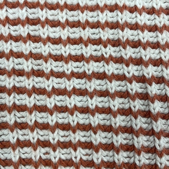 Ann Taylor LOFT Chunky Striped Knit V-Neck Oversized Sweater Orange Large - Picture 9 of 9